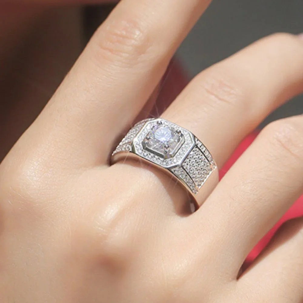 Certified 1ct. t.w. Moissanite Diamond Iced Out Engagement Ring NEW